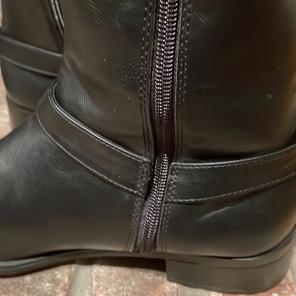 Solanz Full Length Boots Black Tan Zip up Gretchen Wide Calf Women's 9.5 - Picture 7 of 11